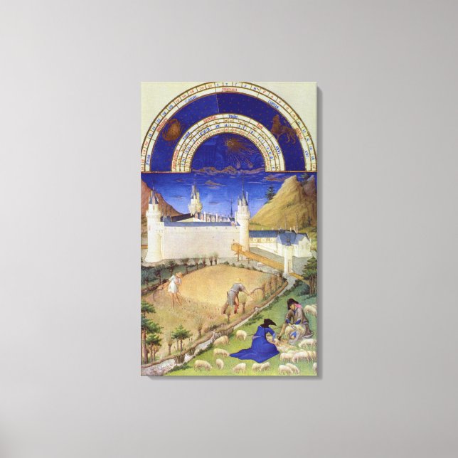 Fascimile of July: Harvesting and Sheep Canvas Print (Front)