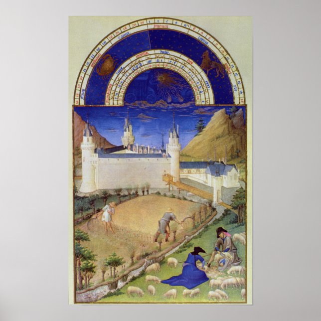 Fascimile of July: Harvesting and Sheep Poster (Front)