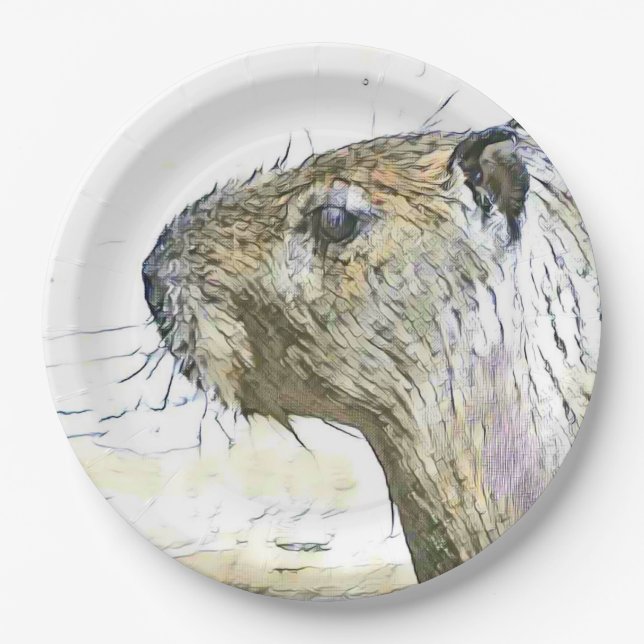 fascinating altered animals - Capybara Paper Plate (Front)