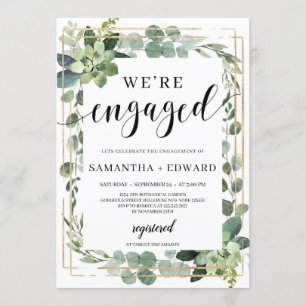 Fascinating boho succulent greenery engagement invitation