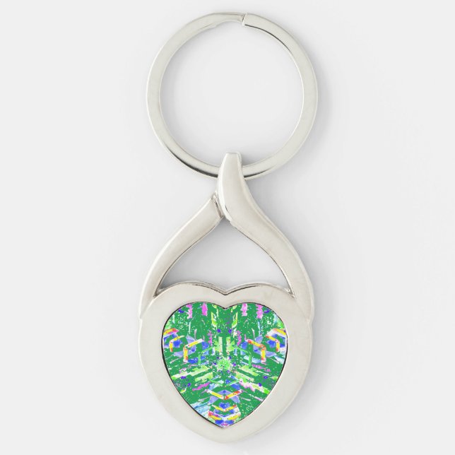 Fascinating digital art in bright colours key ring (Front)