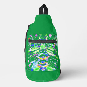 Fascinating digital art in bright colours sling bag
