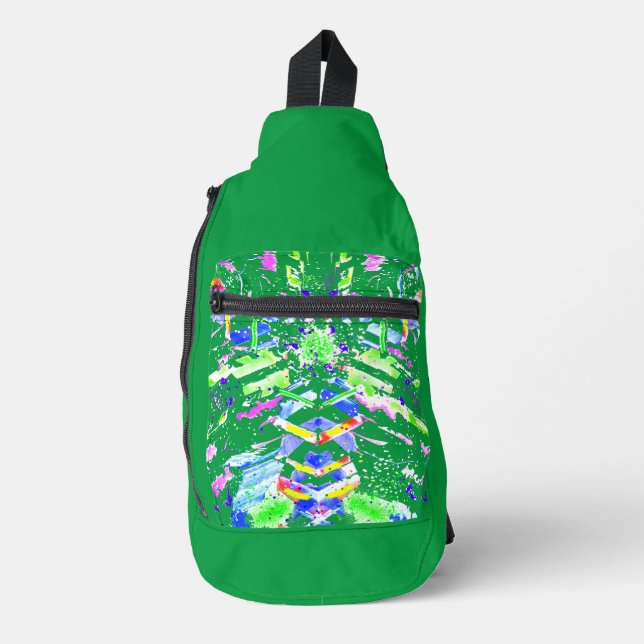 Fascinating digital art in bright colours sling bag (Front)