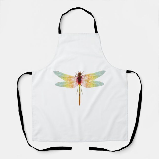 fascinating iridescent drawing of a dragonfly apron (Front)