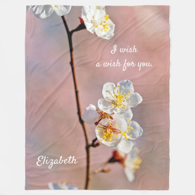 Fascinating Japanese Apricot Flower Fleece Blanket (Front)
