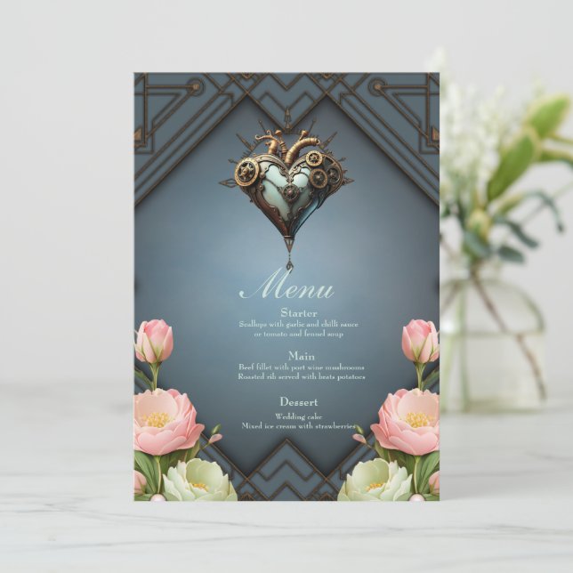 Fascinating steampunk heart  menu (Standing Front)