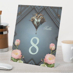 Fascinating steampunk heart pedestal sign