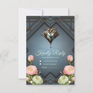 Fascinating steampunk heart  RSVP card
