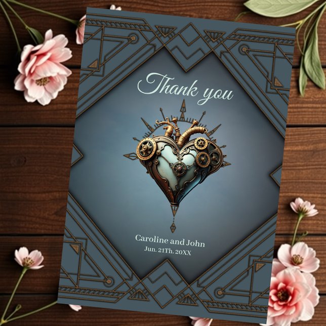 Fascinating steampunk heart  thank you card (Creator Uploaded)