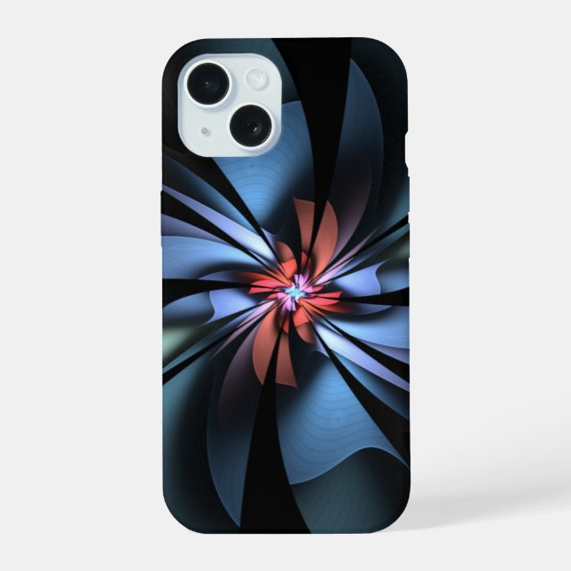 Fascination Light Blue Abstract iPhone 15 Case (Back)