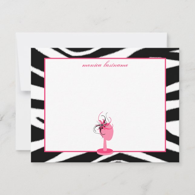 Fascinator & Hat Stand Zebra Print Flat Notecards (Front)