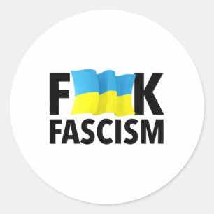 Fascism - Censored With Ukrainian Flag  Classic Round Sticker
