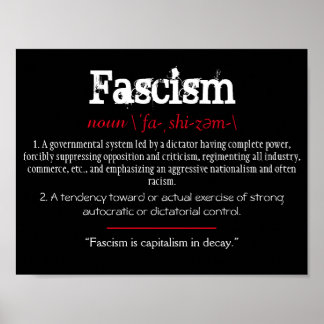 Fascism Definition Political Statement Red Poster