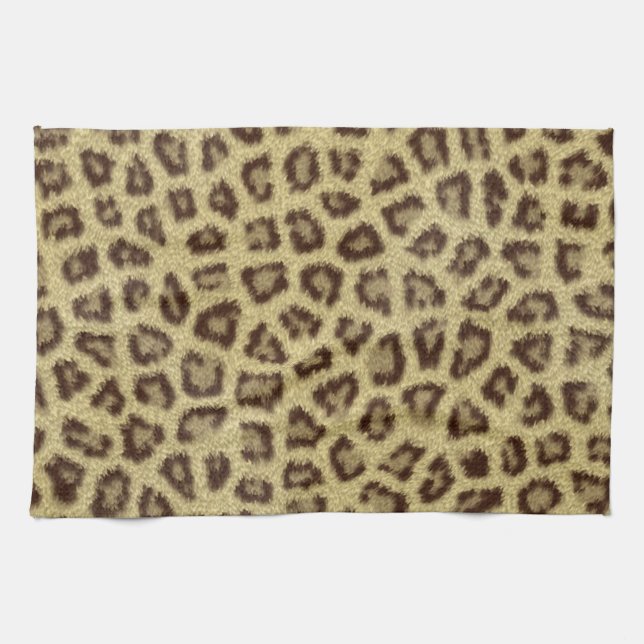 Fashinable leopard skin fluffy fur effect tea towel (Horizontal)