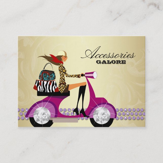 Fashion Accessories Purses Jewellery Purple Gold 2 Business Card (Front)