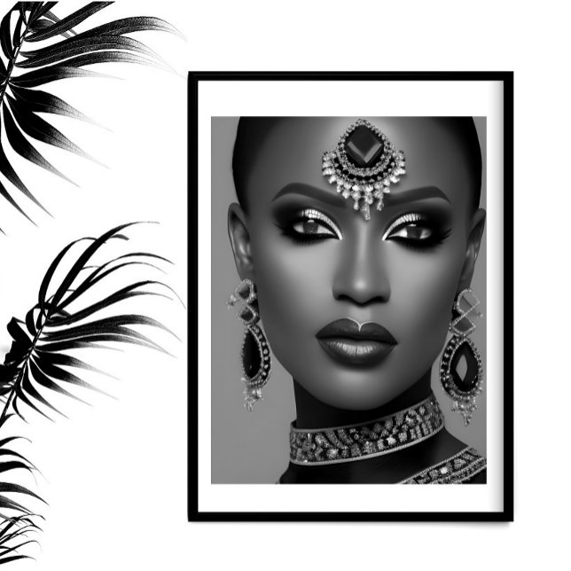 Fashion African black white jewelery woman Poster (Creator Uploaded)