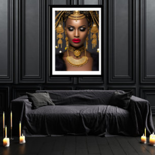 Fashion African gold Black Jewelled hair Choker Poster