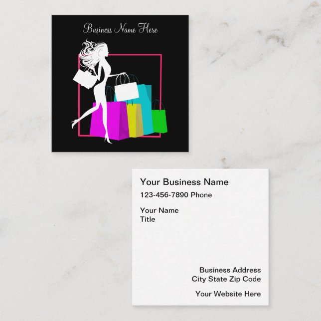 Fashion And Shopping Concierge Square Business Card (Front/Back)