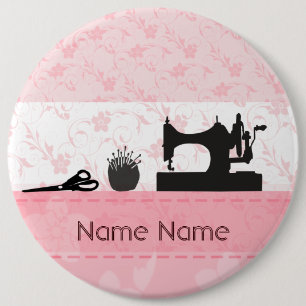 Fashion Antique Black Sewing Machine Seamstress 6 Cm Round Badge