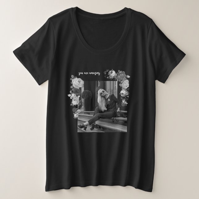 FASHION Art Girl Black and Grey Beautiful #2 Plus Size T-Shirt (Design Front)