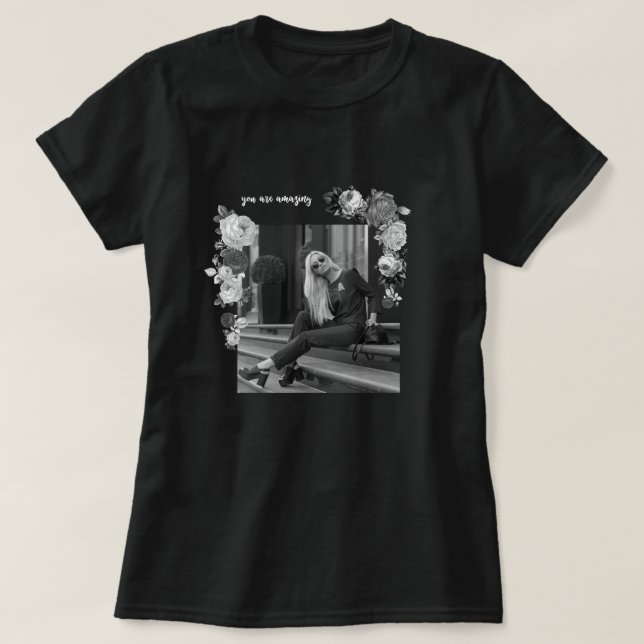FASHION Art Girl Black and Grey Beautiful #2 T-Shirt (Design Front)