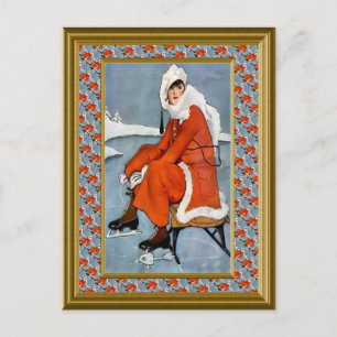 Fashion at the ski resort postcard