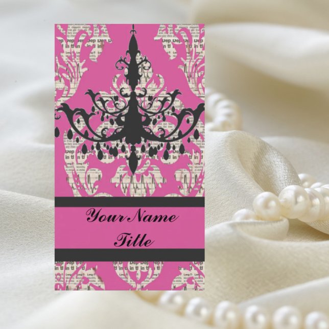 Fashion Beauty Salon damask vintage chandelier Business Card (Fashion Beauty Salon damask vintage chandelier Business Card)