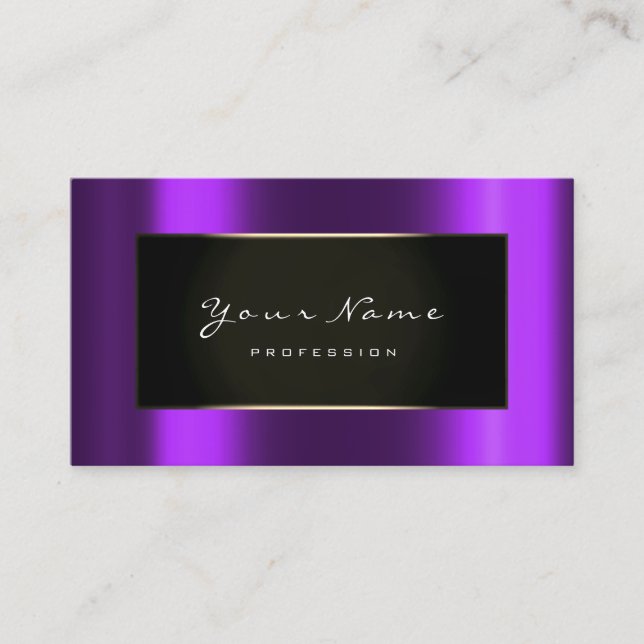 Fashion Blogger Framed Black Gold Purple Violet Business Card (Front)