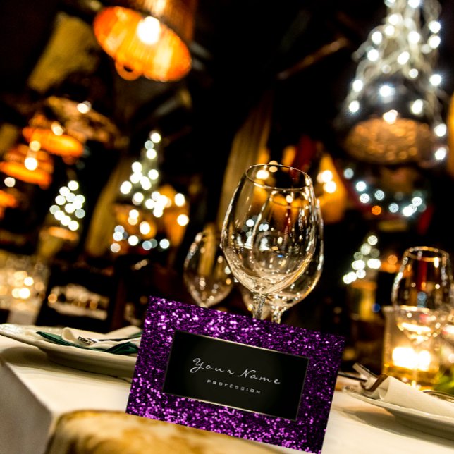 Fashion Blogger Framed Frame Violet Purple Glitter Business Card (Fashion Blogger Framed Frame Violet Purple Glitter Business Card)