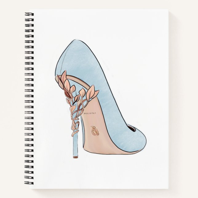 Fashion Blue  Shoe by watercolor Notebook (Front)