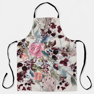 Fashion bo-ho illustration with rose flowers and p apron