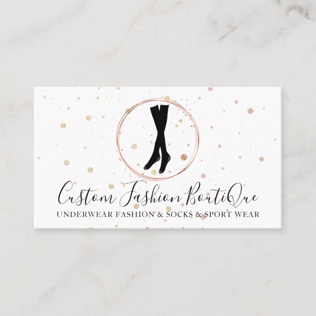 Fashion Boutique Black Underwear Lingerie Sock Business Card (Front)
