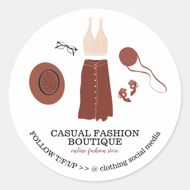 Fashion Boutique Boho Hipster Clothing Classic Round Sticker (Front)