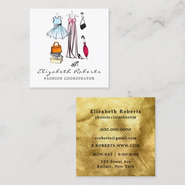 Fashion Boutique  Square Business Card (Front/Back)