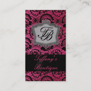fashion boutique stylist elegant black lace business card