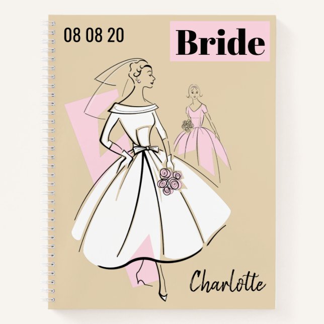 Fashion Bride Meutral Group Bride Name Date multi Notebook (Front)