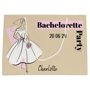 Fashion Bride Neutral Bachelorette Party large Gift Bag