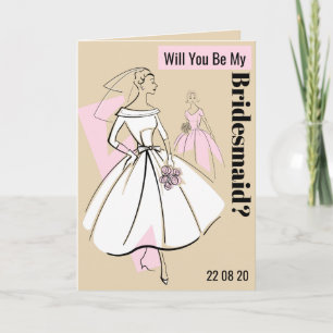 Fashion Bride Neutral Be My Bridesmaid beige Invitation