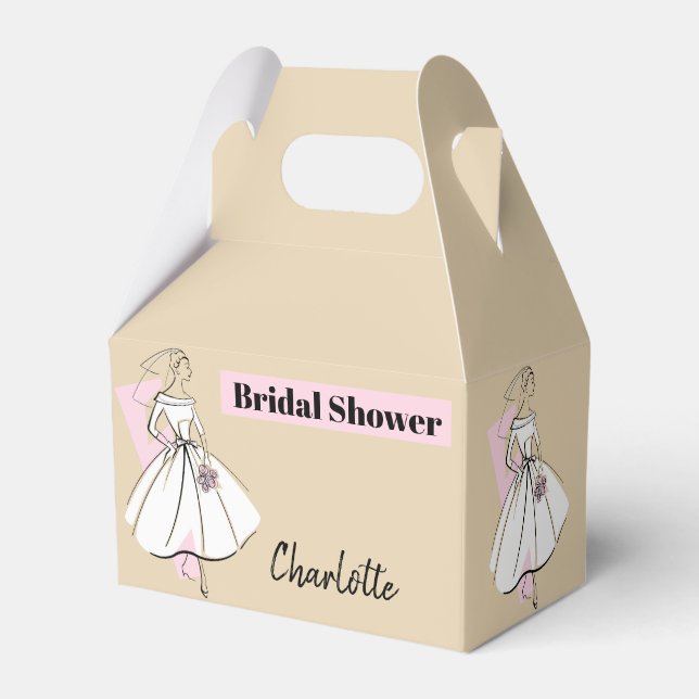 Fashion Bride Neutral Bridal Shower Name gable Favour Box (Back Side)