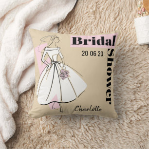 Fashion Bride Neutral Bridal Shower pink back Cushion