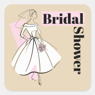 Fashion Bride Neutral Bridal Shower square Sticker