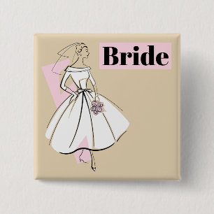 Fashion Bride Neutral Bride button square