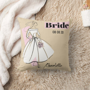 Fashion Bride Neutral Bride Date Name Cushion