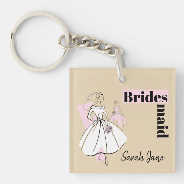 Fashion Bride Neutral Bridesmaid keychain (Front)