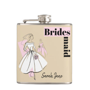Fashion Bride Neutral Bridesmaid Name flask