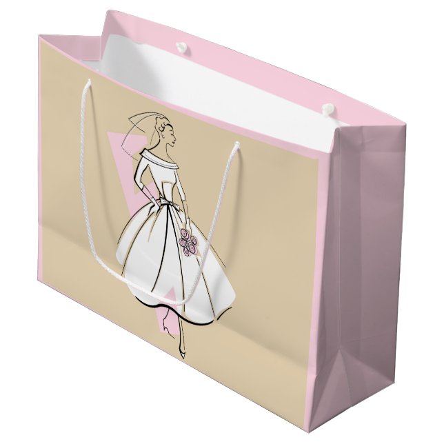 Fashion Bride Neutral gift bag large pink (Front Angled)