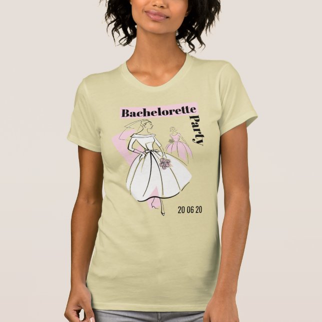 Fashion Bride Neutral Group Bachelorette Party T-Shirt (Front)