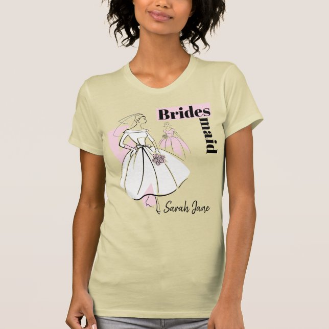 Fashion Bride Neutral Group Bridesmaid Name T-Shirt (Front)
