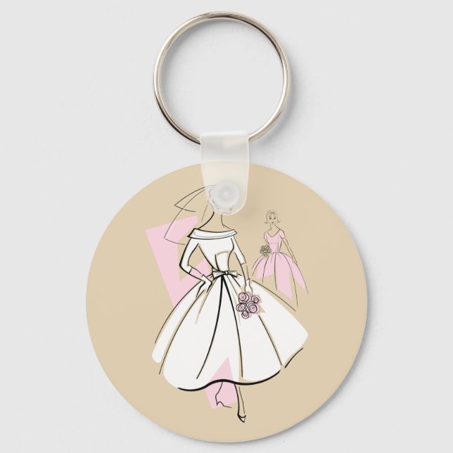 Fashion Bride Neutral Group keychain round (Front)