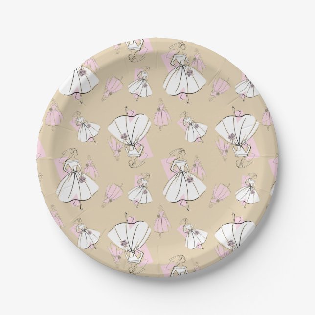 Fashion Bride Neutral Group Multi paper plates (Front)